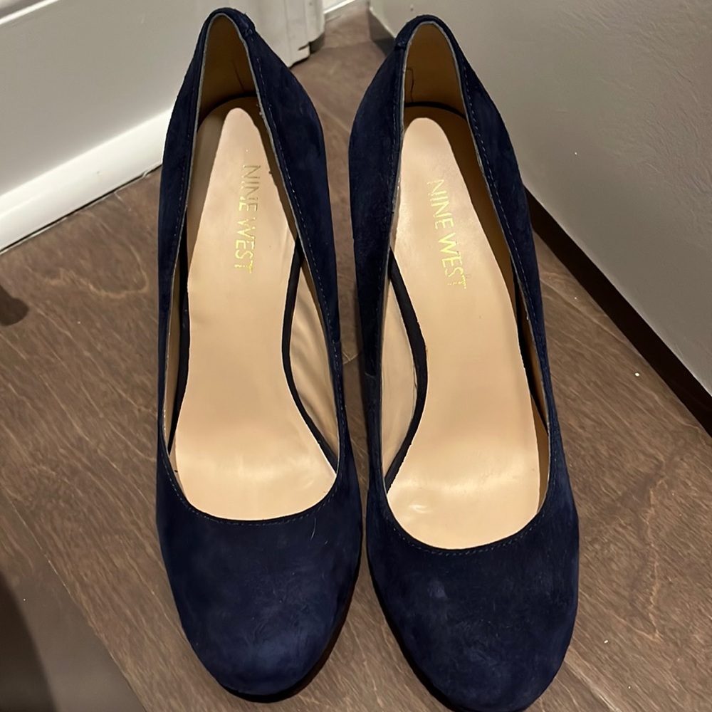 Navy blue suede heels